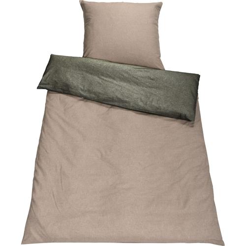 „Wendebettwäsche SETEX „“Chambray““ Bettwäsche Gr. B/L: 200 cm x 200 cm (1 St.), B/L: 80 cm x 80 cm & 80 cm x 80 cm (2 St.), Chambray, grün (marzipan, khakigrün) Bettwäsche 200×200 cm mit Wendefunktion“