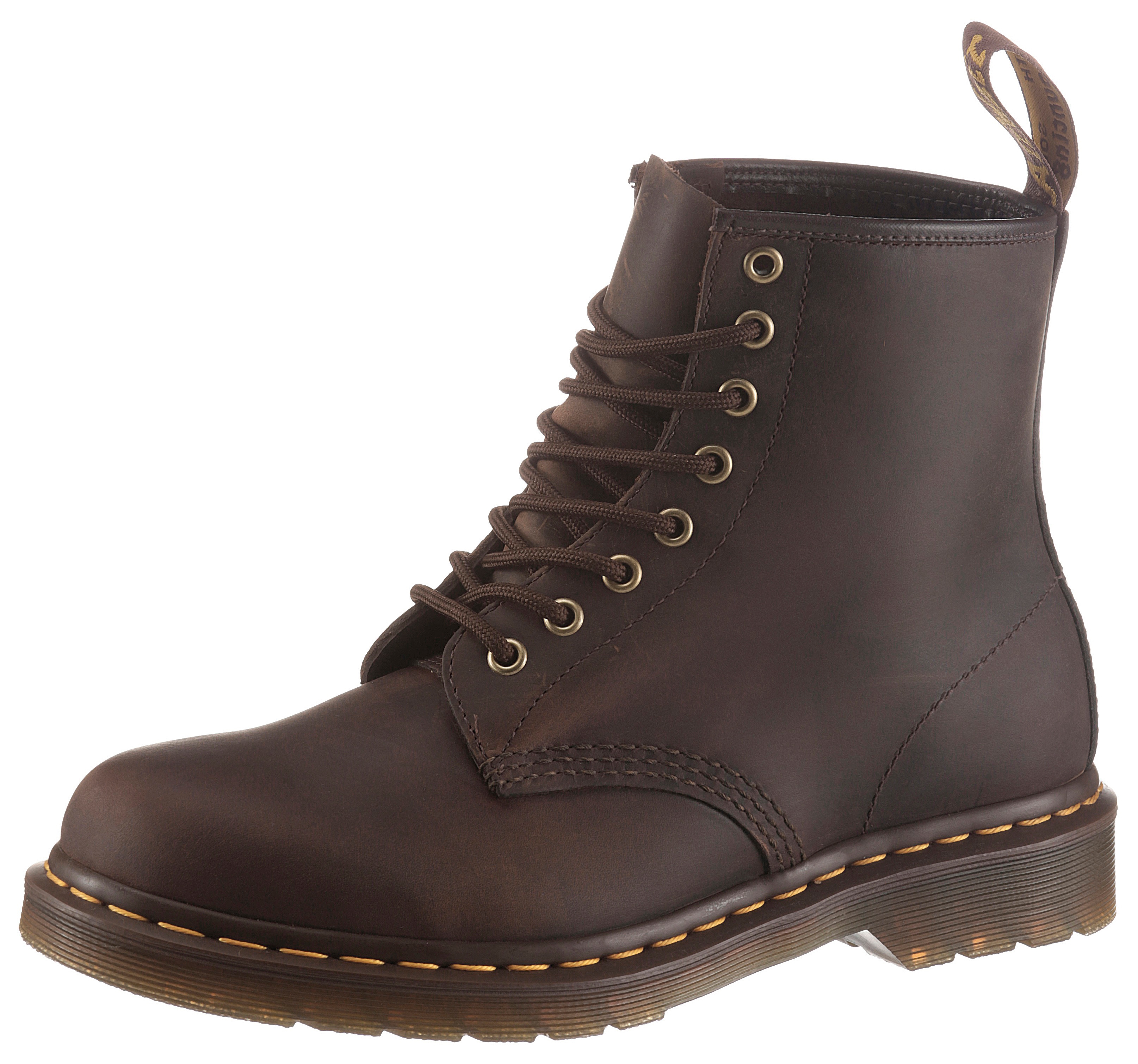 Schnürstiefel DR. MARTENS "8 Eyes Boot 1460 Crazy Horse", Herren, Gr. 41, braun (dunkelbraun), Leder, Schuhe Schnürstiefel, Boots, Stiefel mit Lederinnensohle - schmale Form