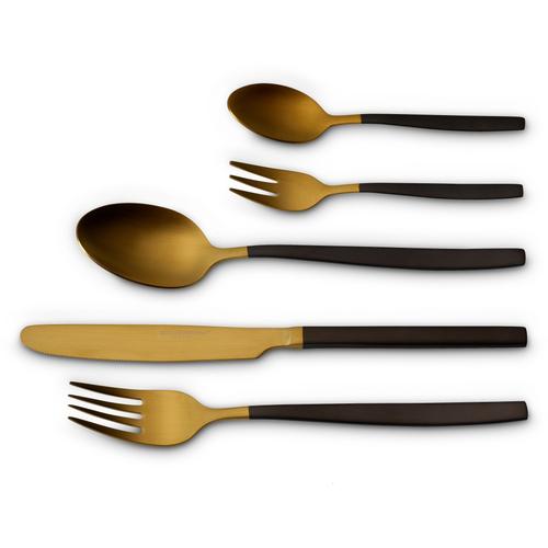 „Besteck-Set ECHTWERK „“Positano Due““ Essbesteck-Sets Gr. 20 tlg., goldfarben (goldfarben, schwarz) Besteckgarnituren Tafelbesteck, Edelstahl 1810 PVD beschichtet, zweifarbig (GoldBlack)“