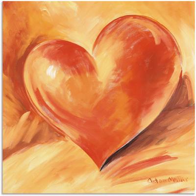 Wandbild ARTLAND "Rotes Herz", orange (farbe bild(er): orange), B:50cm H:50cm, Bilder, als Alubild, Outdoorbild, Leinwandbild, Wandaufkleber, versch. Größen