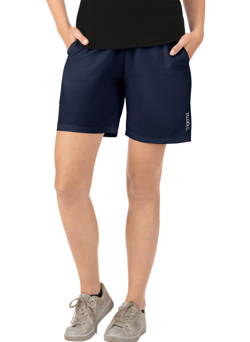 Jerseyhose TRIGEMA "TRIGEMA Sport-Shorts mit Innenslip aus Netz", Damen, Gr. XL, US-Größen, blau (navy), 74% Nylon, 26% Elasthan, Hosen Jerseyhose