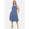 Abendkleid SHEEGO "Große Größen" Gr. 50, Normalgrößen, blau (rauchblau) Damen Kleider Cut out