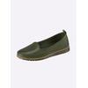 Slipper HEINE, Damen, Gr. 37, grün (oliv), Glattleder, Leder, sportlich, Schuhe