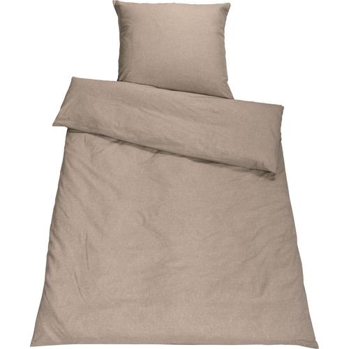 „Bettwäsche SETEX „“Chambray““ Gr. B/L: 200 cm x 200 cm (1 St.), B/L: 80 cm x 80 cm & 80 cm x 80 cm (2 St.), Chambray, beige (marzipan) Bettwäsche 200×200 cm in diversen Uni-Tönen“