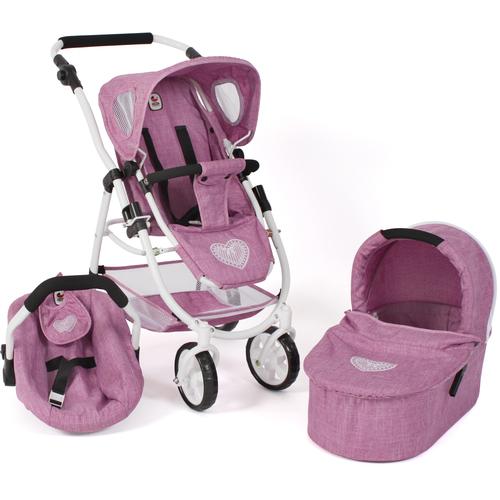 „Kombi-Puppenwagen CHIC2000 „“Emotion All In 3in1, Jeans Pink““ Puppenwagen rosa (jeans pink) Kinder Puppenwagen -trage inkl. Babywanne, Babyschale und Sportwagenaufsatz“