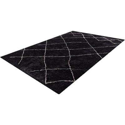 Hochflor-Teppich CALO-DELUXE "Elvar-5000" Gr. 2, grau (anthrazit), B:80cm H:27mm L:150cm, Kunstfaser, Teppiche, besonders weich durch Microfaser, Wohnzimmer Image