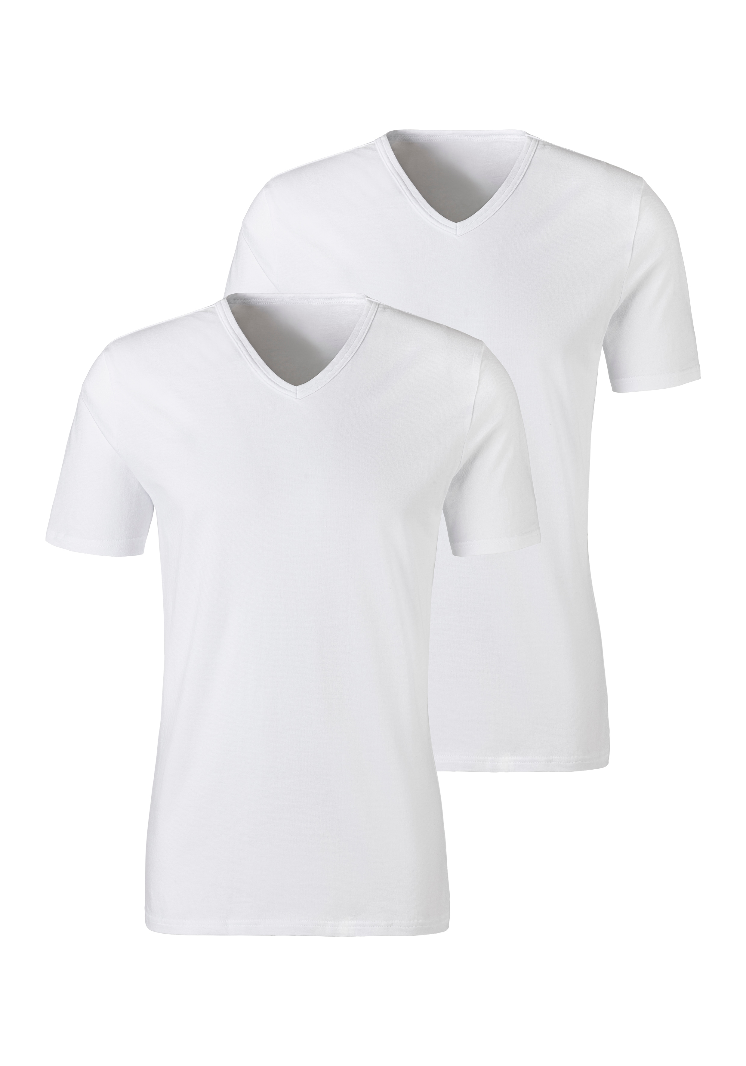 Unterziehshirt H.I.S, Herren, Gr. M, weiß, Jersey, Obermaterial: 95% Baumwolle, 5% Elasthan, unifarben, körpernah, V-Ausschnitt, Unterhemden, mit V-Ausschnitt und kleinem Logo, Unterhemd, T-Shirt Image