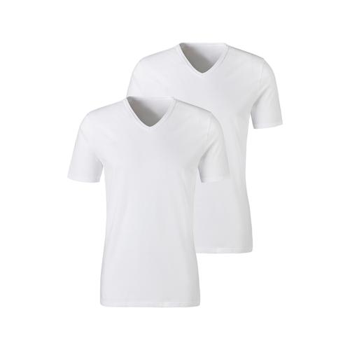 Unterziehshirt H.I.S, Herren, Gr. XXXL, N-Gr, weiß, Jersey, Obermaterial: 95% Baumwolle, 5% Elasthan, unifarben, basic, körpernah, V-Ausschnitt, Kurzarm, Unterhemden, mit V-Ausschnitt und kleinem Logo, Unterhemd, T-Shirt