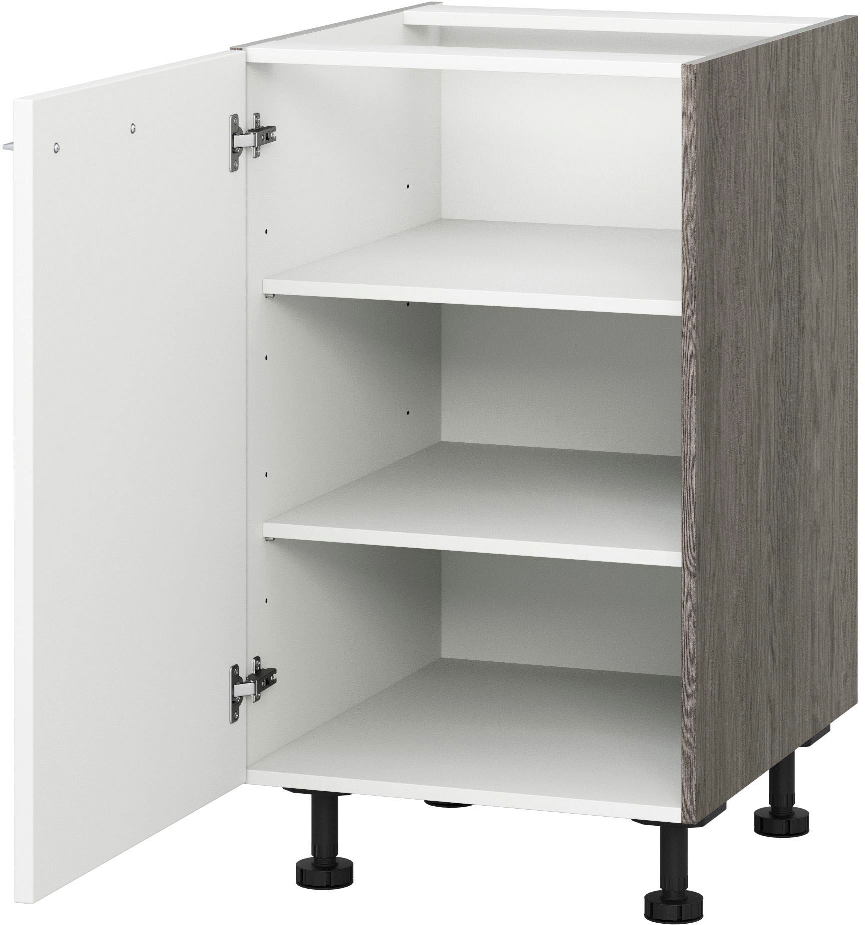 Unterschrank KOCHSTATION "KS-Trea U40", weiß (weiß, eichefarben grau), B:40cm H:75cm T:56cm, Schränke, Unterschrank, mit zwei Einlegeböden, Breite 40 cm, Höhe 75 cm