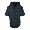 Langarmhemd URBAN CLASSICS "Herren Hooded Short Sleeve Shirt" Gr. XL, US-Größen, blau (navy) Herren Hemden Oberhemden