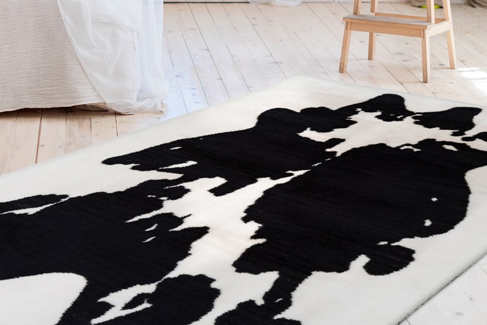 Hochflor-Teppich BRUNO BANANI "Makayla" Gr. 3, schwarz, B:120cm H:30mm L:160cm, Kunstfaser, Teppiche, Kuhfell-Muster, Kunstfell, weicher Flor Image