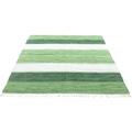 Teppich THEKO "Stripe Cotton" Teppiche Gr. B/L: 160 cm x 230 cm, 5 mm, 1 St., grün (dunkelgrün) Fransenteppich Baumwollteppiche Flachgewebe, gestreift, reine Baumwolle, handgewebt, mit Fransen