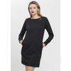 Sweatkleid RAGWEAR "MENITA O", Damen, Gr. M (38), N-Gr, schwarz (schwarz 1010), Sweatware, Obermaterial: 50% Baumwolle, 50% Polyester, unifarben, kontrastfarbene Details, casual, figurbetont, Rundhals, Langarm, Kleider, mit veganer 3 Knopf-Applikation