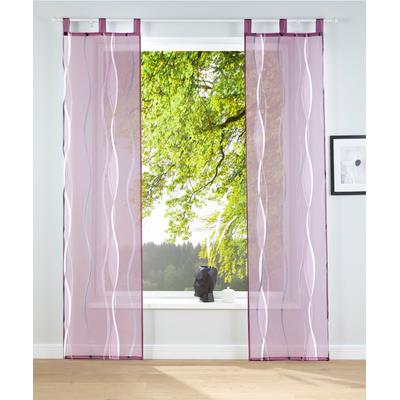 Schiebegardine MY HOME "Dimona" Gr. 1, lila (beere), B:57cm H:145cm, Voile, Polyester, Gardinen, 2er-Set, Fertiggardine, inkl. Beschwerungsstange, Wellen Image