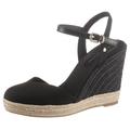 Sandalette TOMMY HILFIGER "BASIC CLOSED TOE HIGH WEDGE" Gr. 41, schwarz (black) Damen Schuhe Sandaletten mit bezogenem Keilabsatz
