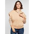 Sweatjacke SHEEGO "Große Größen" Gr. 52/54, braun (cappuccino) Damen Sweatjacken