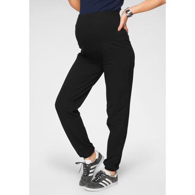 Umstandssweathose NEUN MONATE "Sweatshose mit Bund", Damen, Gr. 44/46, N-Gr, schwarz, Sweatware, Obermaterial: 95% Baumwolle, 5% Elasthan, unifarben, Basic, lässig geschnitten lang, Hosen, mit breitem Rippenbündchen