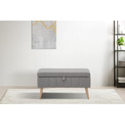 Truhenbank INOSIGN "AMIRA Sitzbank mit Stauraum, Maße B/T/H: 81/36/43 cm", grau (mittelgrau), B:81cm H:43cm T:36cm, Struktur fein (100% Polyester), Samtvelours (100% Polyester), Luxus-Microfaser weich (100% Polyester), Sitzbänke, mit Staufach, in 3... Image