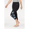 Leggings KANGAROOS, Damen, Gr. 40, N-Gr, schwarz (schwarz, bedruckt), Obermaterial: 95% Baumwolle, 5% Elasthan, sportlich, schmal 3/4-Länge, Hosen, Große Größen