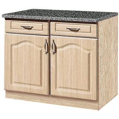 Unterschrank WIHO KÜCHEN "Linz", braun (front: landhaus eiche, korpus: sonoma eiche, arbeitsplatte: granit grau), B:100cm H:85cm T:60cm, Schränke, 100 cm breit, in Landhaus-Optik Image