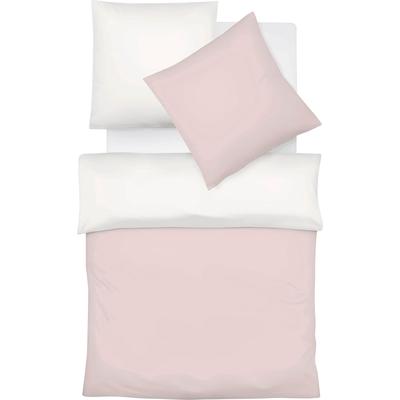 Wendebettwäsche FLEURESSE "Provence W", rosa (pink, creme), B/L: 200cm x 200cm, 2 St., Halbleinen, B/L: 80cm x 80cm & 80cm x 80cm, Halbleinen, Obermaterial: 50% Baumwolle, 50% Leinen, Bettwäsche
