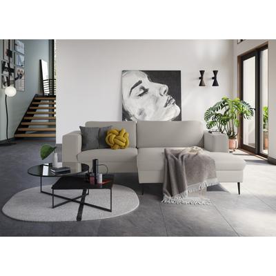 Ecksofa DOMO COLLECTION "Modica kompakt und elegant, Breite 244, L-Form", grau (stone), B:244cm H:83cm T:173cm, Sofas, moderne Optik mit extrabreiter Recamiere, auch in Cord Image
