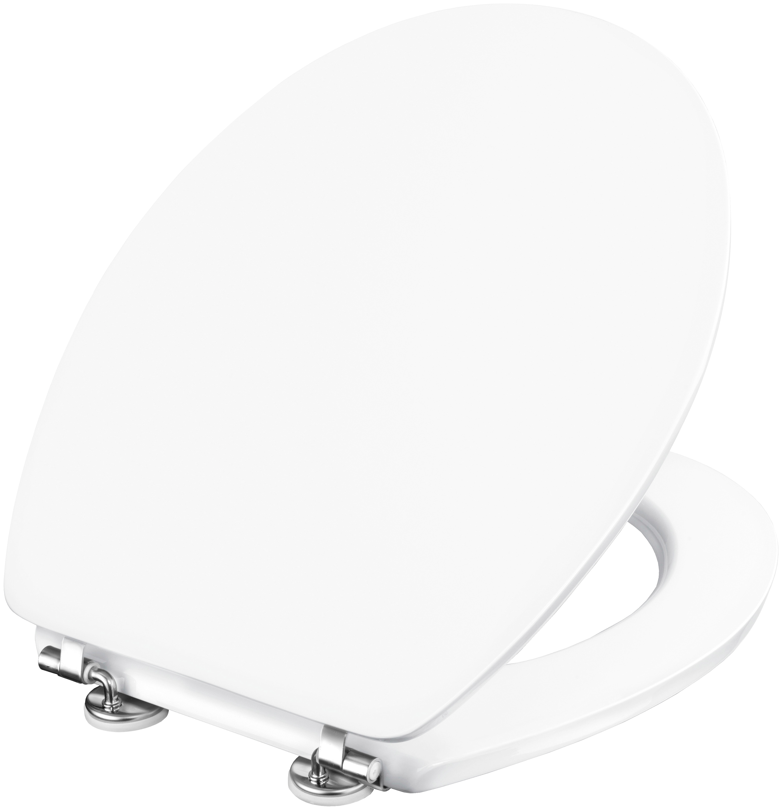 WC-Sitz CORNAT "Klassisch weißer Look - Hochwertig Holzkern - Komfortables Sitzgefühl", weiß, B:47,5cm L:38,4cm, Edelstahl, WC-Sitze