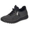 Sneaker RIEKER, Damen, Gr. 39, grau (grau, schwarz), Nubuklederimitat, Textil, sportlich, Schuhe Sneaker, Schnürschuh, Halbschuh, Slipper mit Kontrastnaht