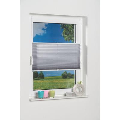 Plissee K-HOME "Klemmfix Pisa" Gr. 5, grau (silbergrau), B:80cm H:130cm, Obermaterial: 100% Polyester, Plissees, Crushed-Optik Image