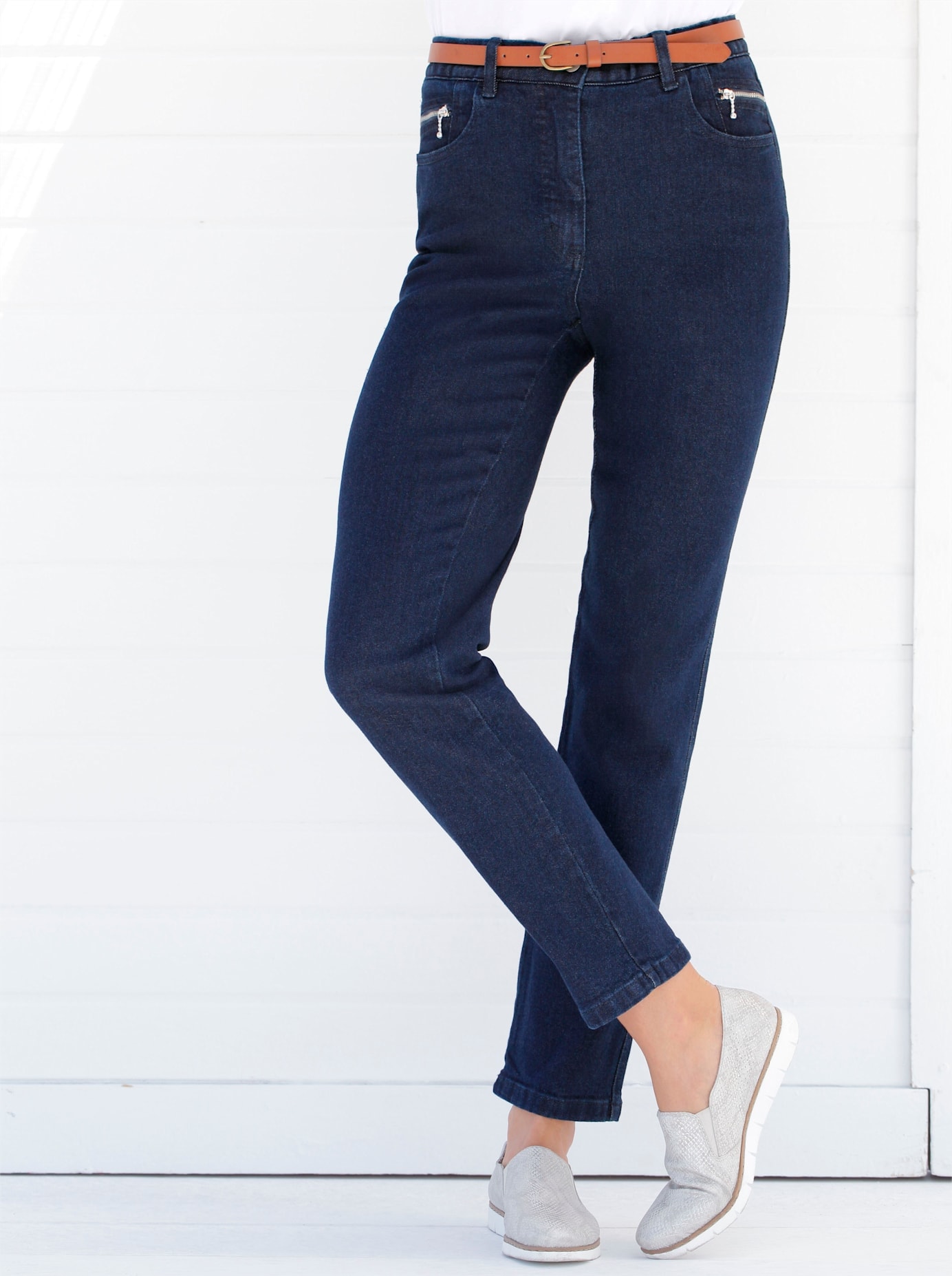 5-Pocket-Jeans CASUAL LOOKS, Damen, Gr. 20, Kurzgrößen, blau (dunkelblau), 98% Baumwolle, 2% Elasthan, unifarben, lang, Jeans, Topseller Image
