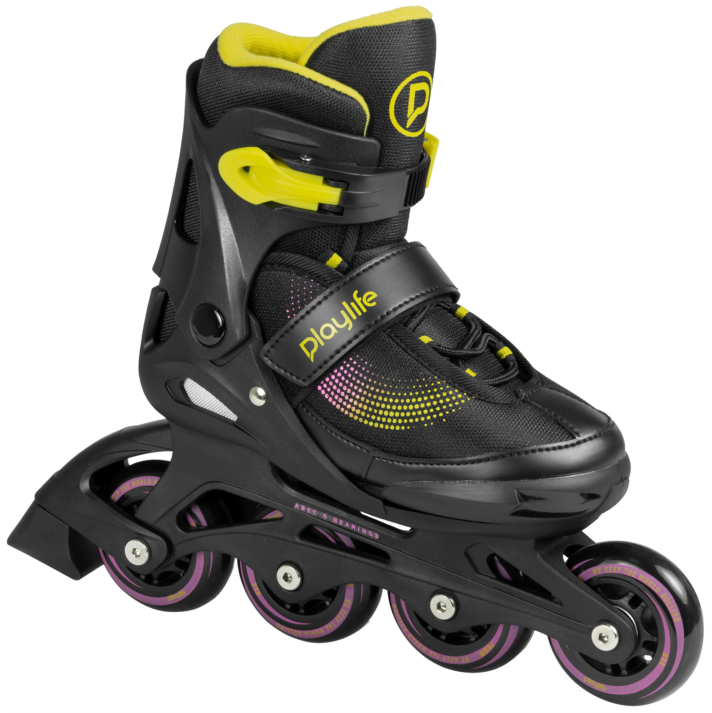 Inlineskates PLAYLIFE "Joker" Gr. 37, gelb (gelb, schwarz), Inlineskates_Rollschuhe, Kinder, 37/40 (bis 60 kg), Kunstfaser