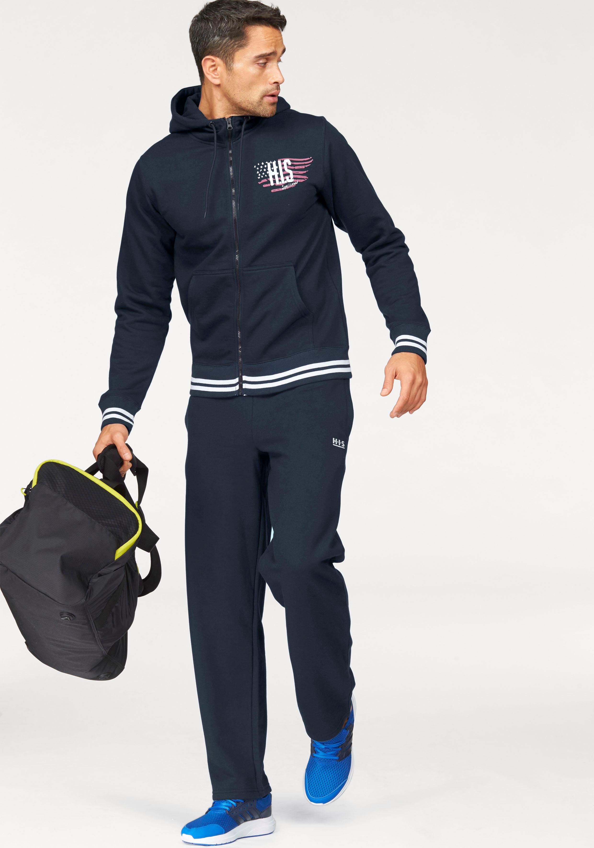 Jogginganzug H.I.S "Comfort Fit", Herren, Gr. 64 (3XL), blau, Obermaterial: 60% Baumwolle, 40% Polyester, unifarben, bequem, Sportanzüge, Topseller Image