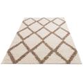 Hochflor-Teppich MY HOME "Linz" Teppiche Gr. B/L: 80 cm x 150 cm, 31 mm, 1 St., weiß (weiß, beige) Esszimmerteppiche Rauten Design, Hochflor, besonders weicher Teppich, gewebt, rechteckig