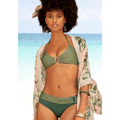 Triangel-Bikini JETTE, Damen, Gr. 40, Cup C/D, grün (oliv), Polyamid, Bikini-Sets, mit edlen Zierringen Image