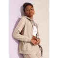 Kapuzensweatjacke BENCH. LOUNGEWEAR Gr. 32/34, beige (beige, melange) Damen Sweatjacken