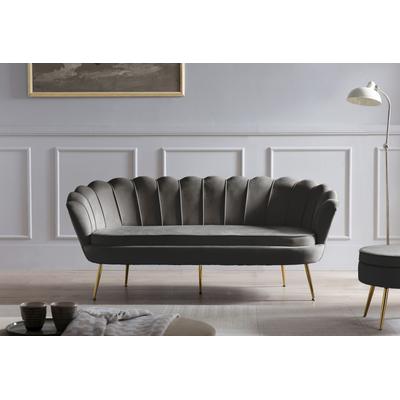 3-Sitzer SALESFEVER "Clam", schwarz, B:180cm H:78cm T:76cm, Samtvelours (100% Polyester), Sofas, extravagantes Muschelde