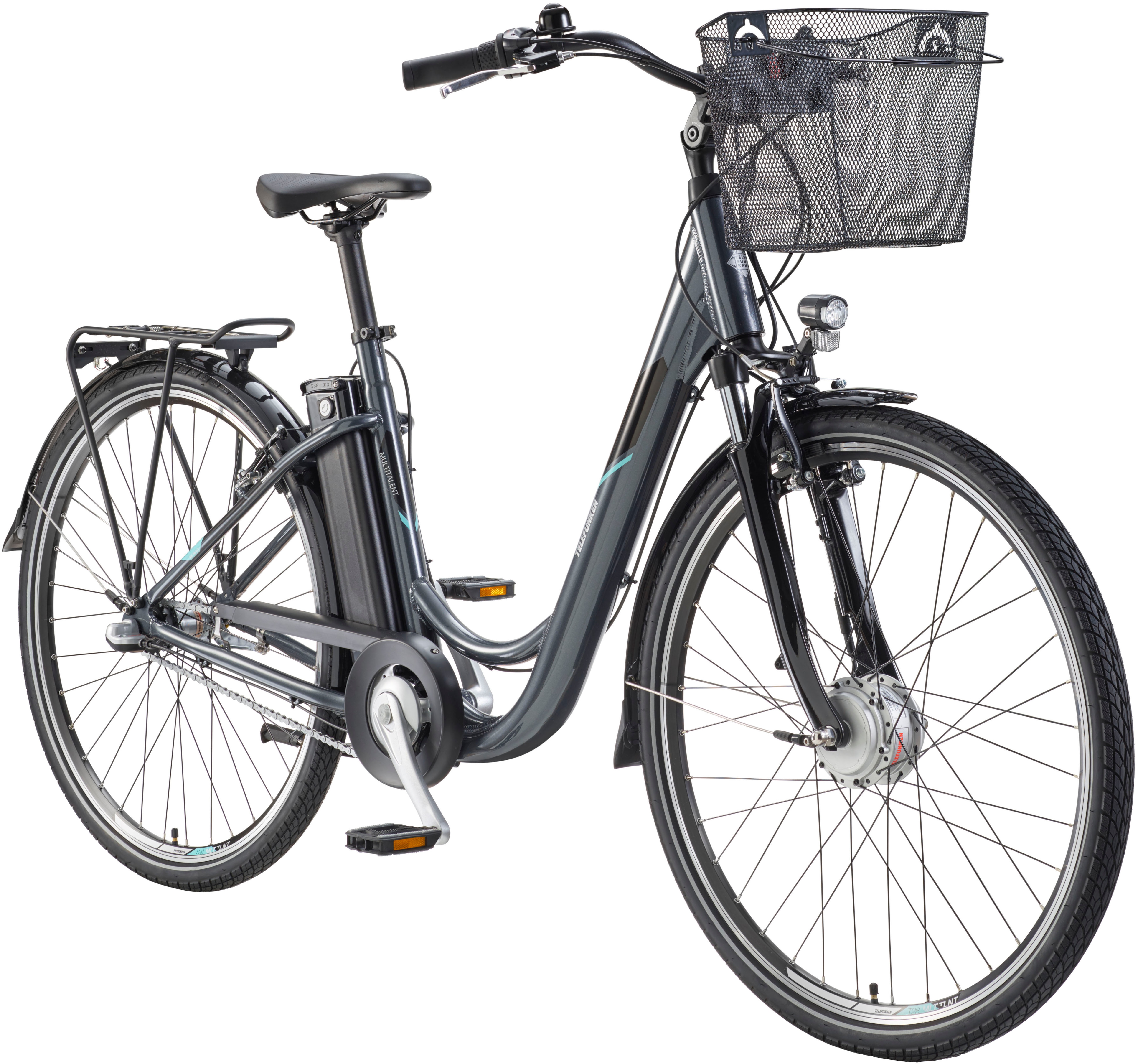 E-Bike TELEFUNKEN "Multitalent RC830" Gr. 48, grau (anthrazit, schwarz), Elektrofahrräder, 48cm, 28 Zoll (71,12cm), Pedelec, Elektrofahrrad für Damen u. Herren Image