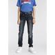 Stretch-Jeans ARIZONA "Regular fit Jeans", Jungen, Gr. 158, N-Gr, blau (dunkelblau, used), Denim/Jeans, Obermaterial: 75% Baumwolle, 24% Polyester, 1% Elasthan, Basic, Basic schmal normal, Jeans, schmaler Schnitt, 5-Pocket-Stil, normale Leibhöhe