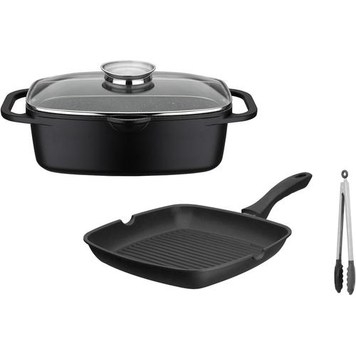 "Topf-Set GSW ""Gourmet Granit Grillmeister"" Töpfe Gr. +, schwarz Topfsets Topf Induktion"