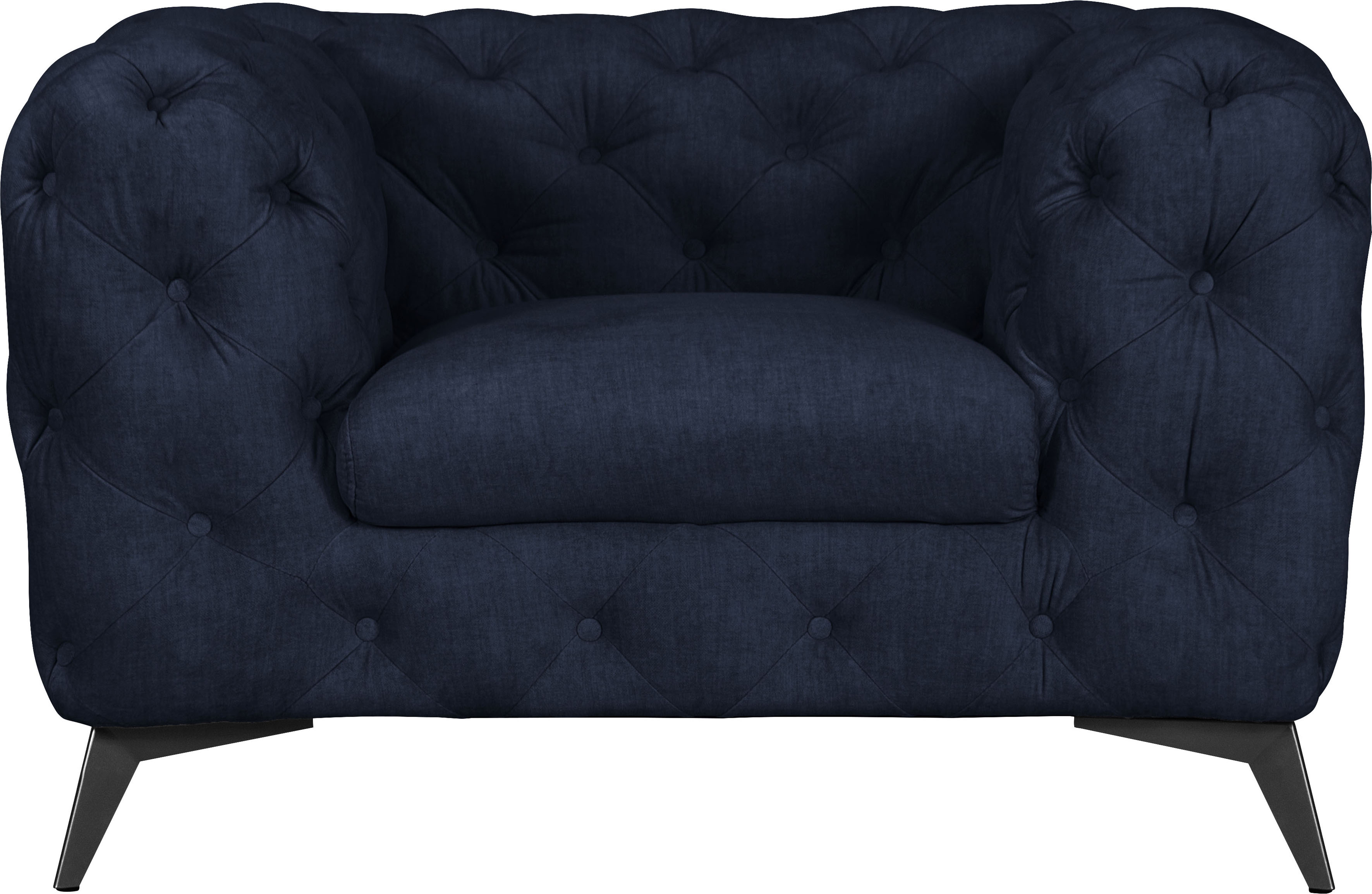 Chesterfield-Sessel HOME AFFAIRE "Glynis Sessel", blau (deep ocean), B:125cm H:75cm T:97cm, Struktur (100% Polyester);Samtoptik (100% Polyester), Sessel, aufwändige Knopfheftung, moderne Chesterfield Optik, Fußfarbe wählbar