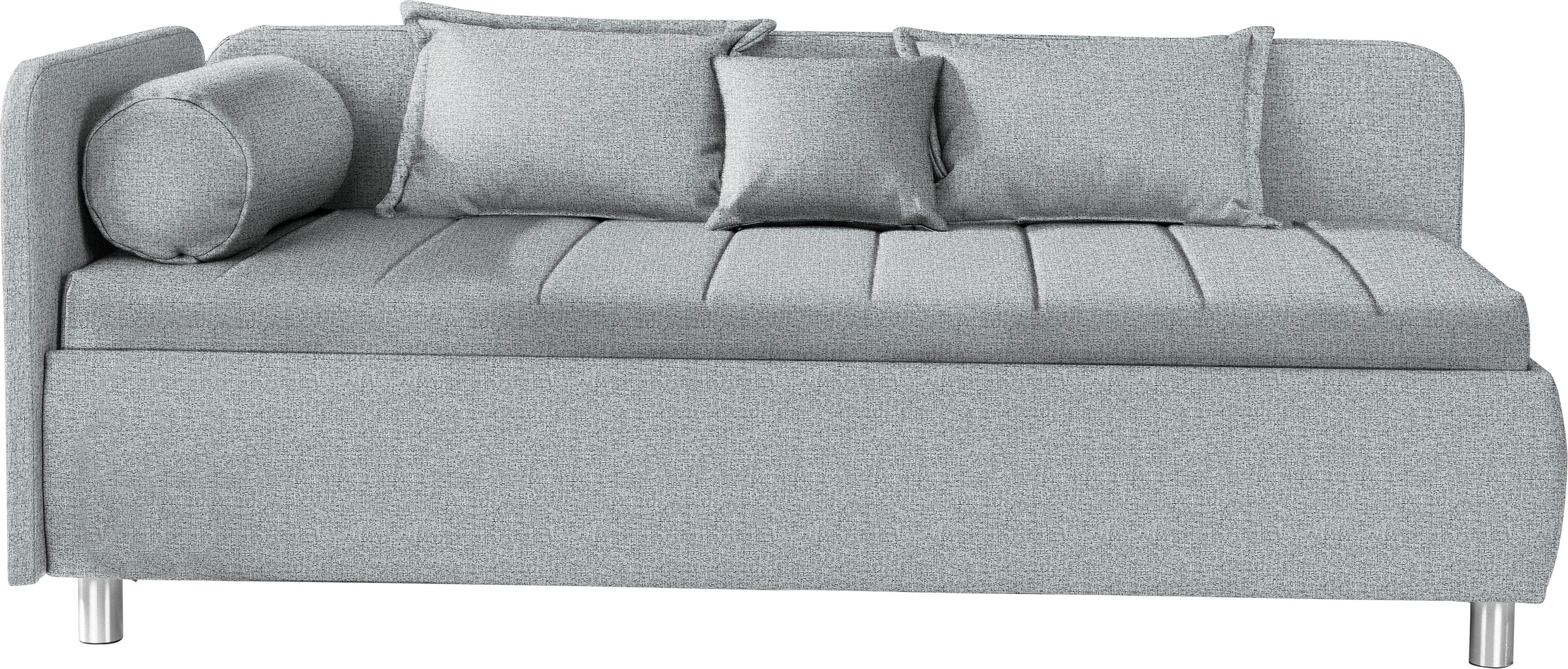 Schlafsofa ALINA "Kiana", grau (grauweiß tmd 9), B:207cm H:80cm T:102,5cm, Struktur TMD (100% Polyester), Sofas, Schlafsofa, mit Bettkasten und Zierkissen, Liegefläche 90/200 cm oder 100/200 cm