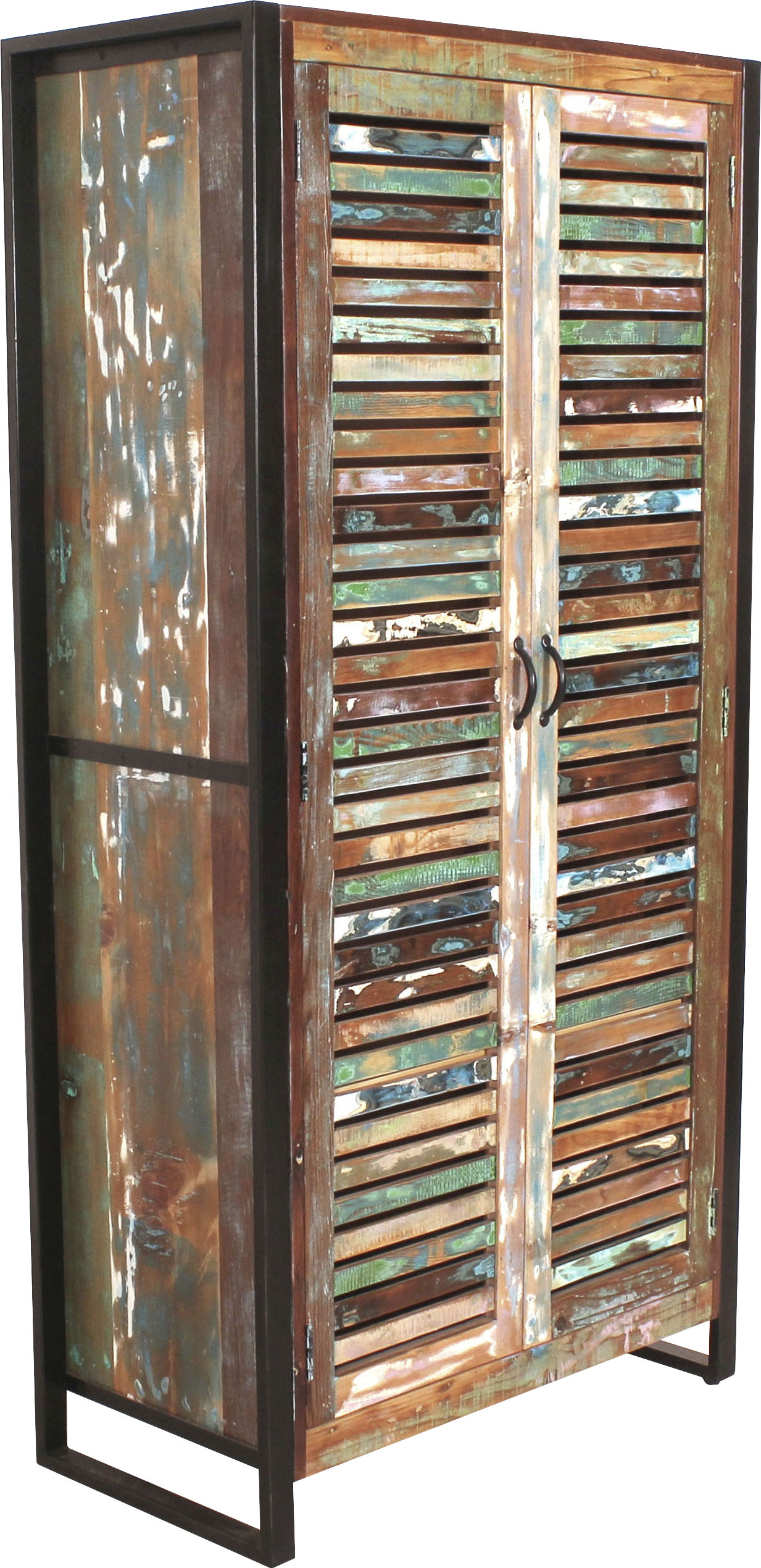 Garderobenschrank SIT "Fiume", bunt, B:90cm H:180cm T:45cm, Massivholz, Schränke, Garderobenschrank