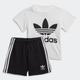 T-Shirt & Shorts ADIDAS ORIGINALS "TREFOIL SHORTS UND SET" Gr. 62, schwarz-weiß (white, black) Kinder KOB Set-Artikel Jogginganzüge