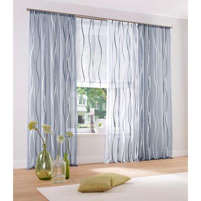 Gardine MY HOME "Dimona" Gr. 2, grau (silbergrau), B:140cm H:175cm, Voile, Polyester, Gardinen, 2er-Set, transparent, Voile, Polyester Image