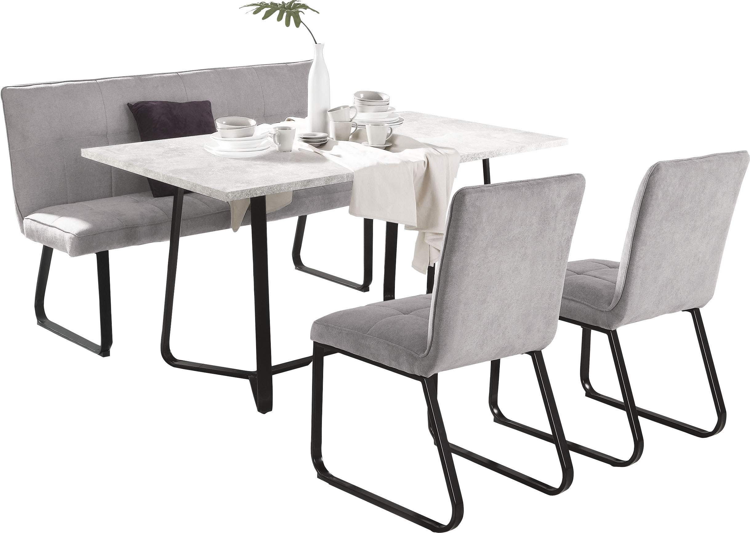 Polsterbank BYLIVING "Talea", grau (hellgrau, schwarz), B:160cm H:92cm T:58cm, 100% Polyester, Sitzbänke, Breite 140 oder 160 cm, in verschiedenen Farben erhältlich Image
