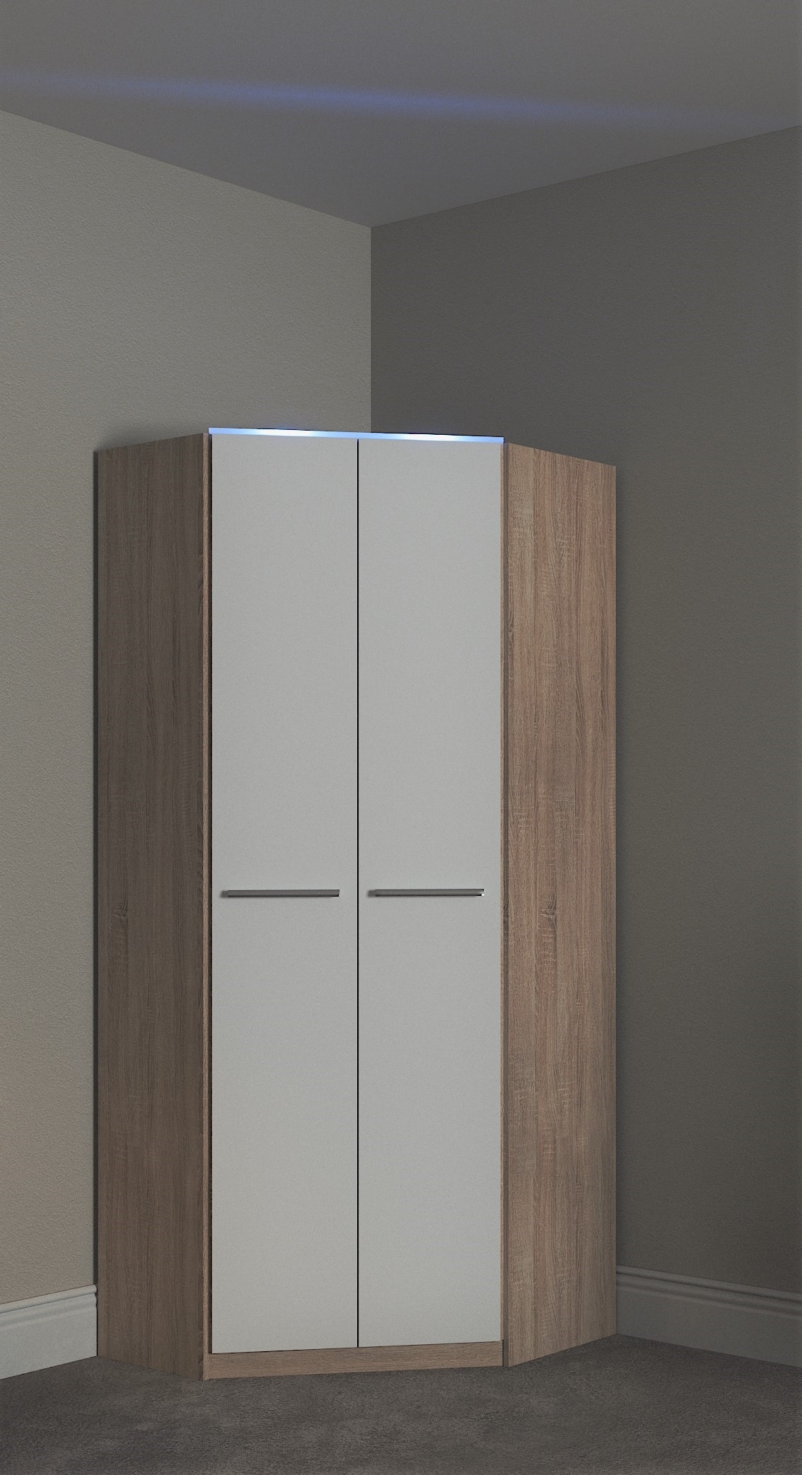 Eckkleiderschrank PRIESS "Barcelona Kleiderschrank Ecklösung Raumwunder", weiß (struktureichefarben hell, weiß), B:78cm H:193cm T:78cm, Holzwerkstoff, Schränke, Eckkleiderschrank, in 2 Tiefen Schrank Eckschrank Garderobe
