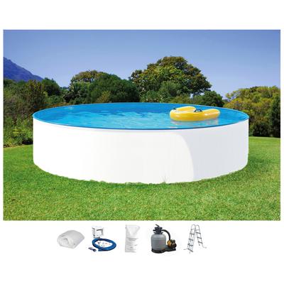 Rundpool CLEAR POOL "MIAMI", weiß, H:90cm Ø:300cm, Schwimmbecken, 6-tlg. in versch. Größen