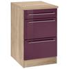 Unterschrank KOCHSTATION "KS-Eton", lila (aubergine hochglanz), B:50cm H:85cm T:60cm, Schränke, mit großen Auszügen, Breite 50 cm