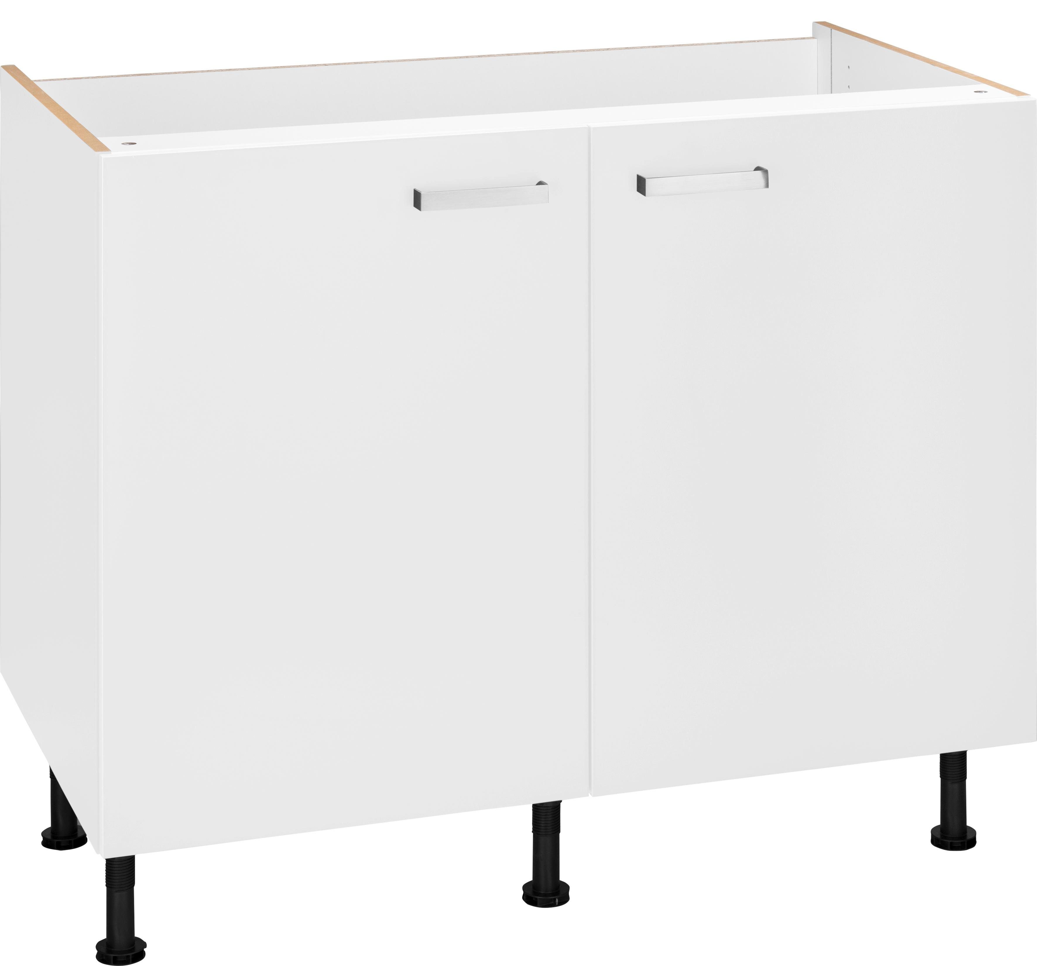 Spülenschrank OPTIFIT "Parma", weiß, B:100cm H:87cm T:58,4cm, Holzwerkstoff, Schränke, Breite 100 cm Image