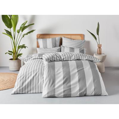 Bettwäsche HOME AFFAIRE "Sari", grau, B/L: 135cm x 200cm, , Flanell, B/L: 80cm x 40cm, Flanell, Obermaterial: 100% Baumwolle, Bettwäsche, in verschiedenen Qualitäten, maritime Bettwäsche mit Streifen Image